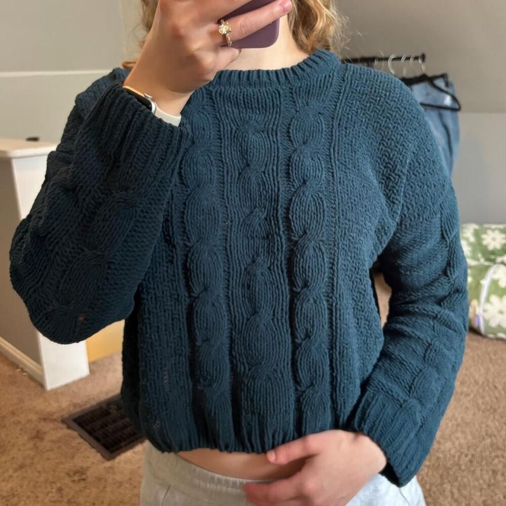 Francesca-s Women's Green and Blue Jumper